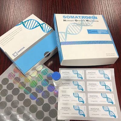 Nhãn Lọ thủy tinh lá bạc 40x18mm có thể tái chế cho hộp hormone tăng trưởng ở người